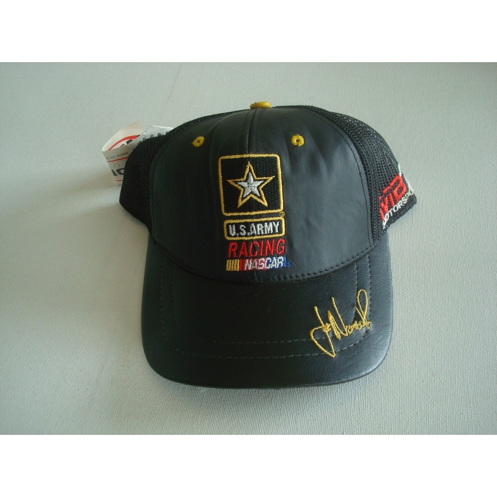 ARMY LEATHER  NASCAR RACING 90S SCRIPT snapback DEADSTOCK HAT CAP VINTAGE E3‎